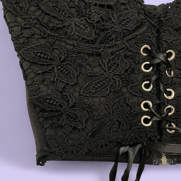 Black Lace Corset Crop Top – Size Small (Unbranded) - Picture 4 of 7
